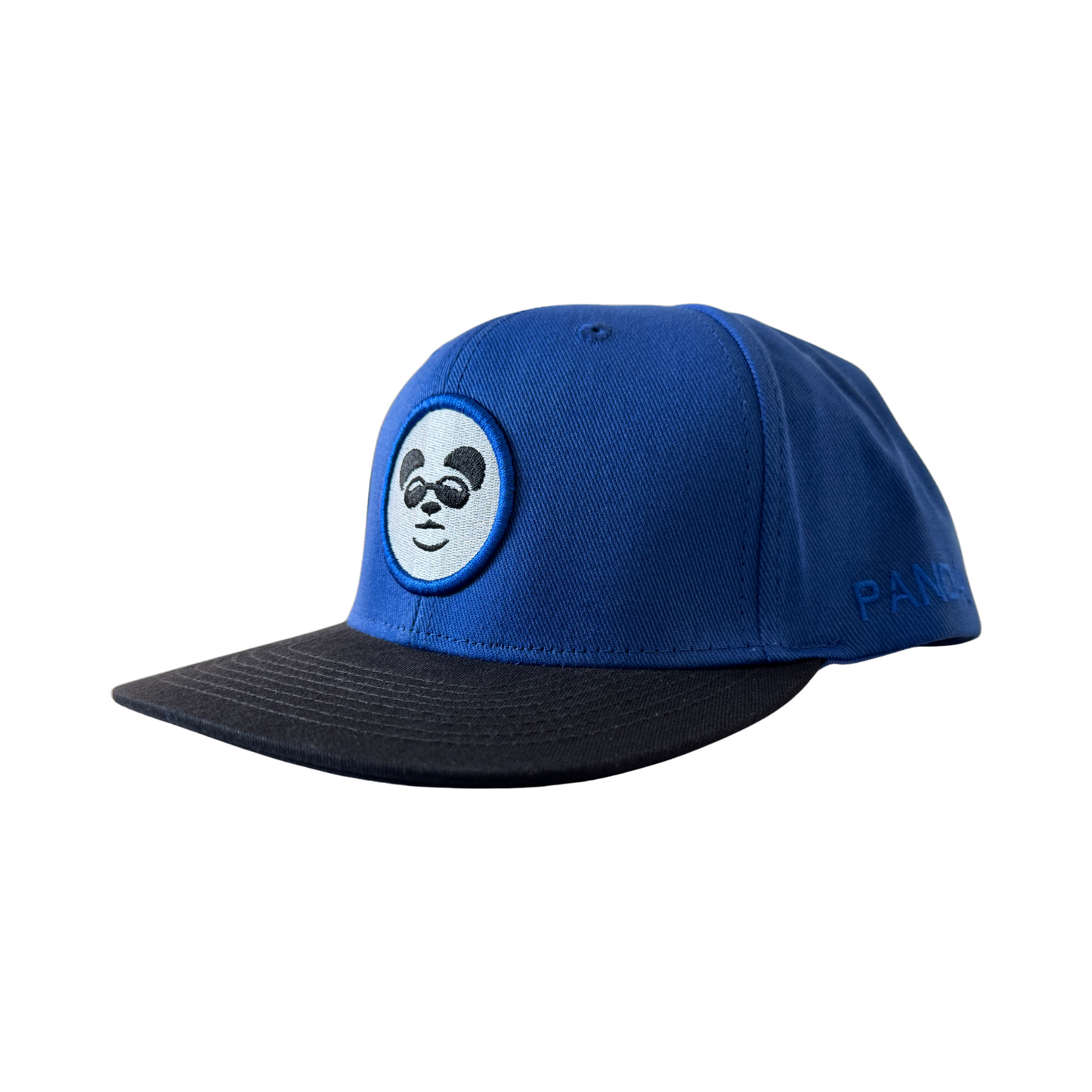 Blue And Black Snapback Hat With A Panda Motif